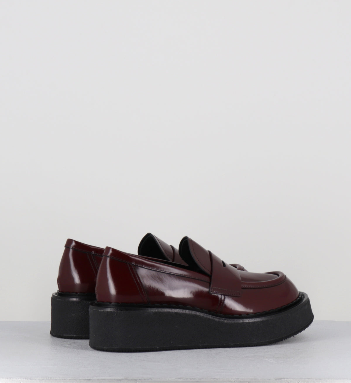 Mocassins à plateforme en cuir bordeaux - LINFA MOC BURGUNDY
