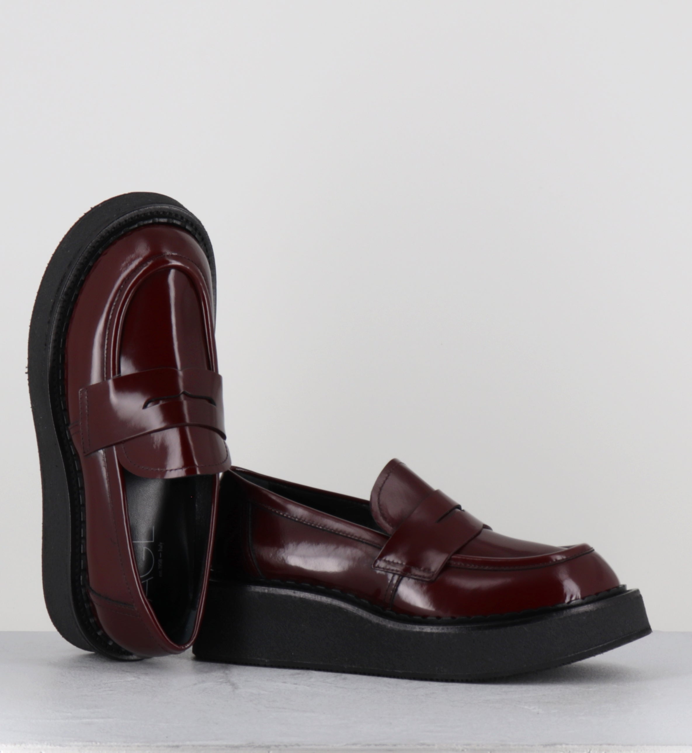 Mocassins à plateforme en cuir bordeaux - LINFA MOC BURGUNDY
