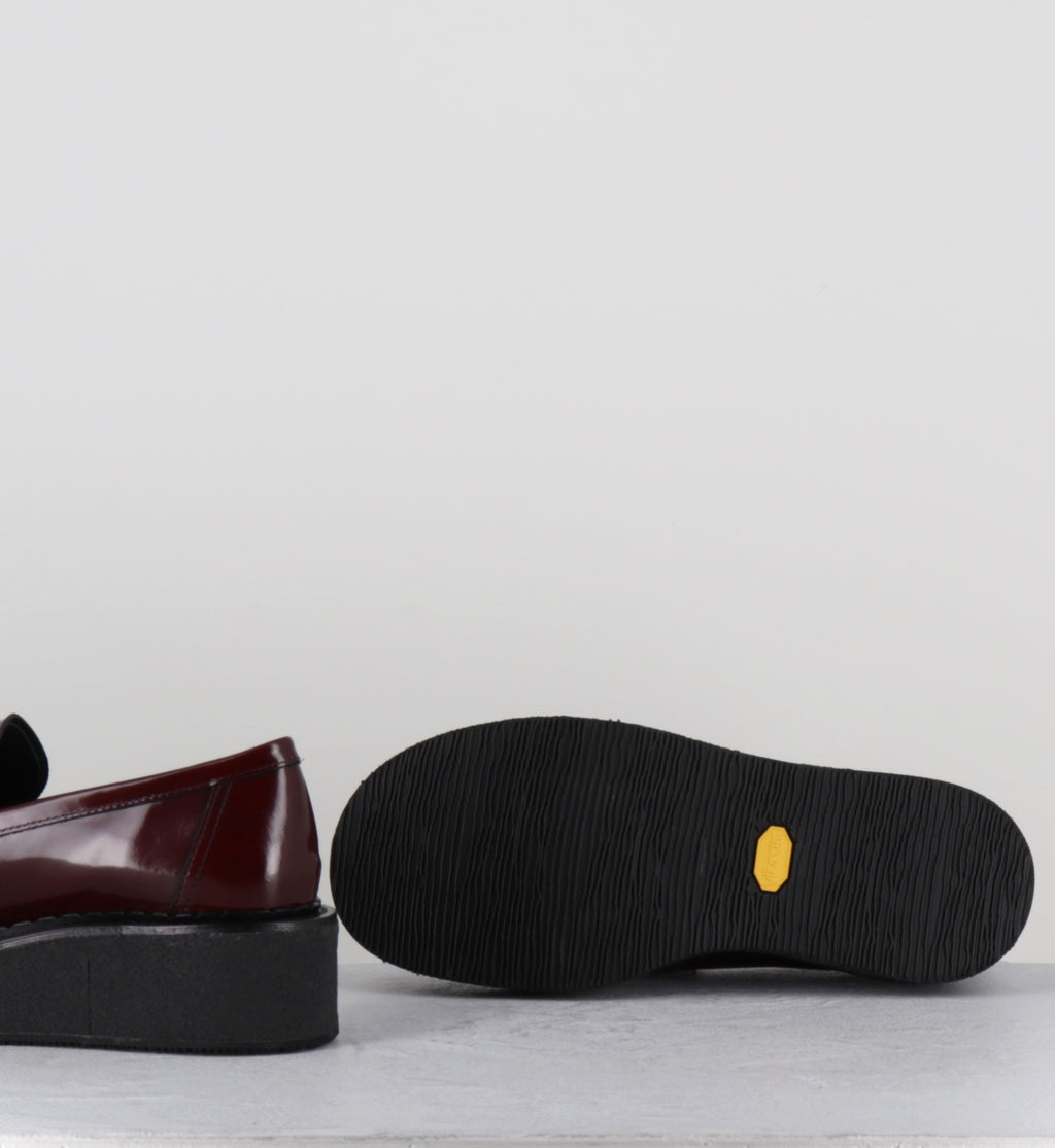 Mocassins à plateforme en cuir bordeaux - LINFA MOC BURGUNDY