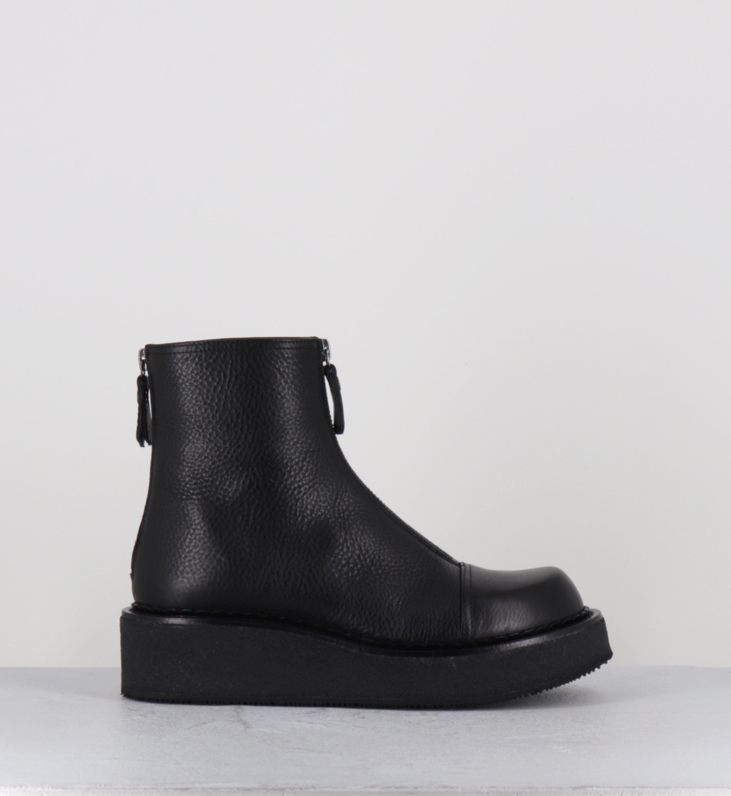 Boots compensées cuir noir zip - LINFA LOWBOOT NERO