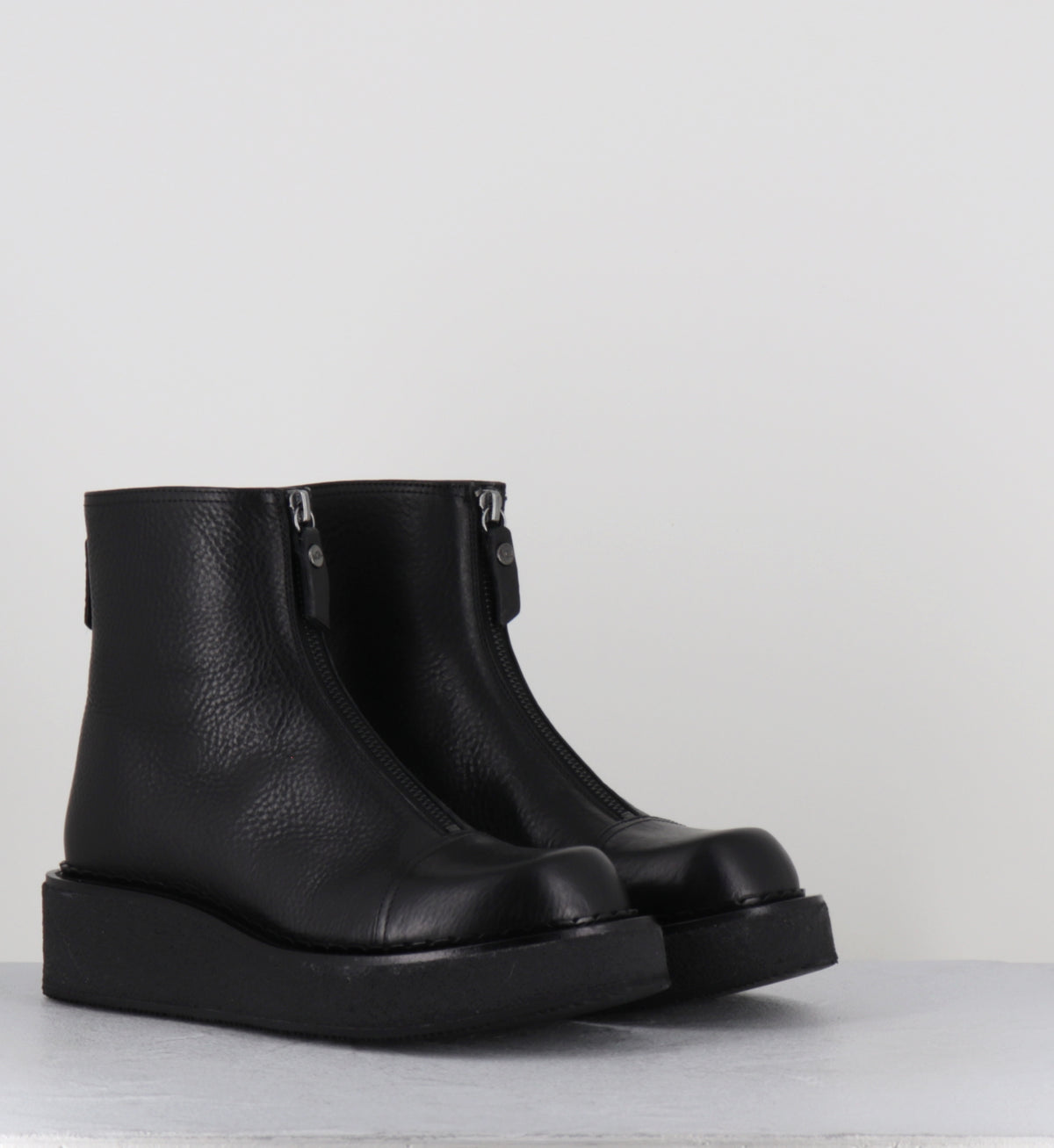 Boots compensées cuir noir zip - LINFA LOWBOOT NERO