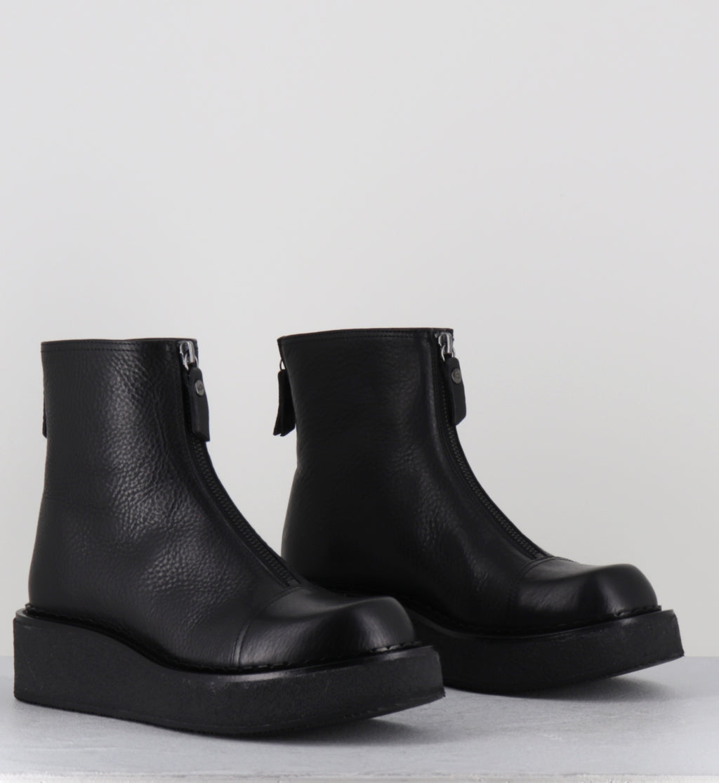 Boots compensées cuir noir zip - LINFA LOWBOOT NERO