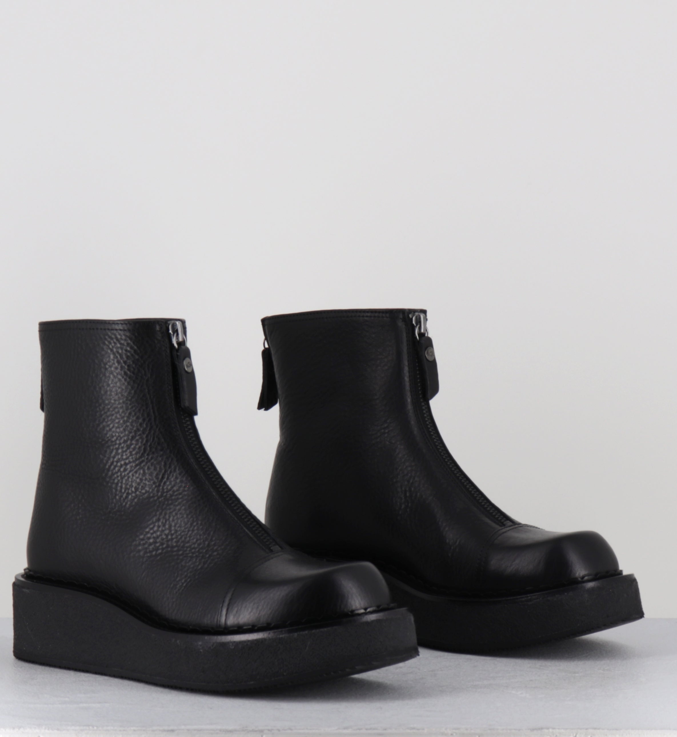 Boots compensées cuir noir zip - LINFA LOWBOOT NERO