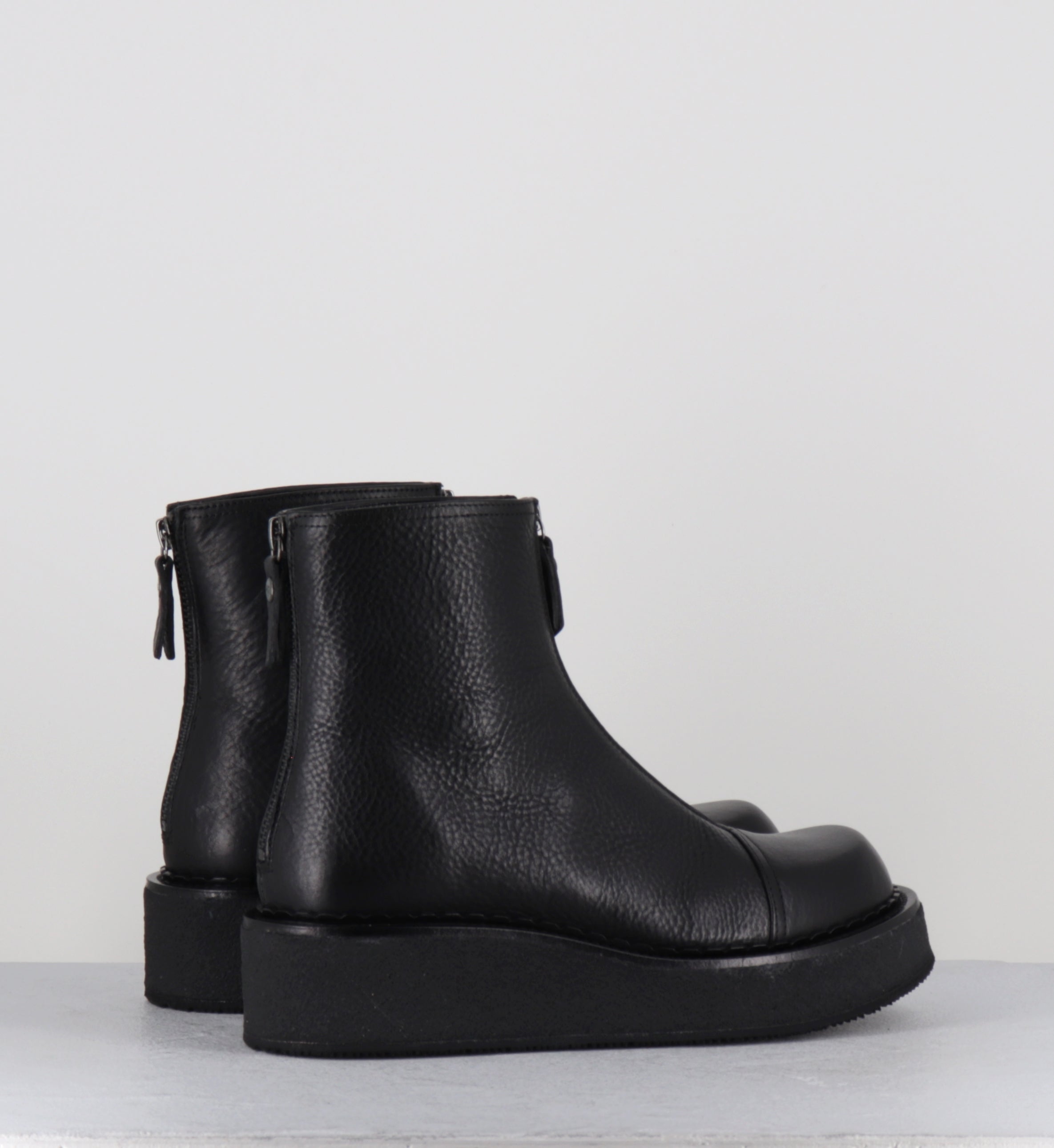 Boots compensées cuir noir zip - LINFA LOWBOOT NERO