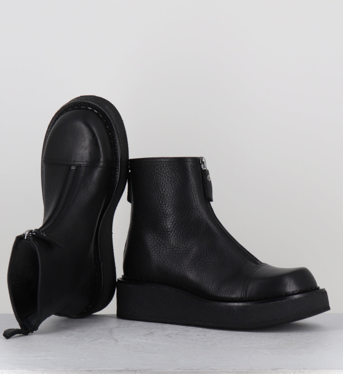 Boots compensées cuir noir zip - LINFA LOWBOOT NERO