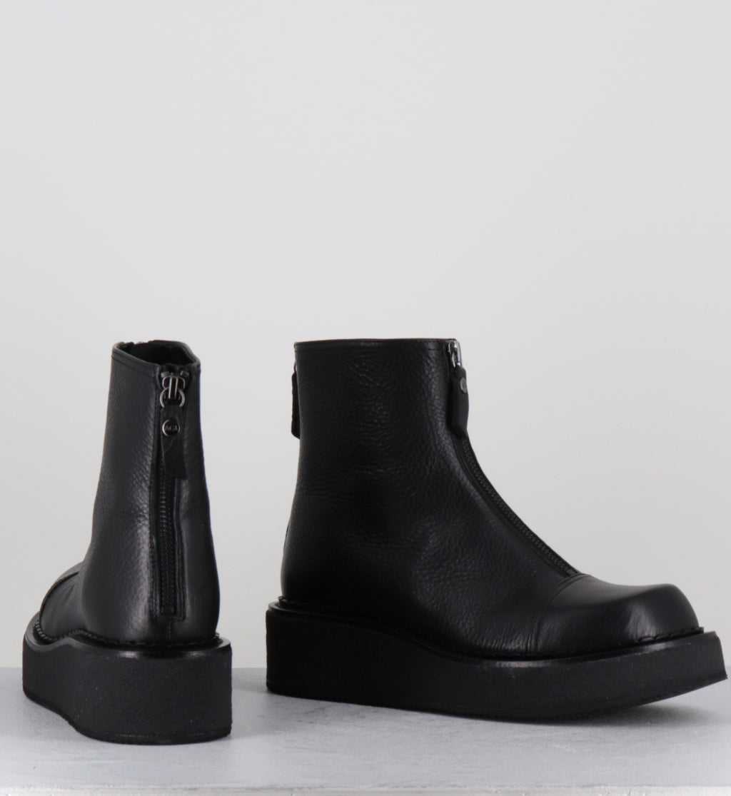 Boots compensées cuir noir zip - LINFA LOWBOOT NERO