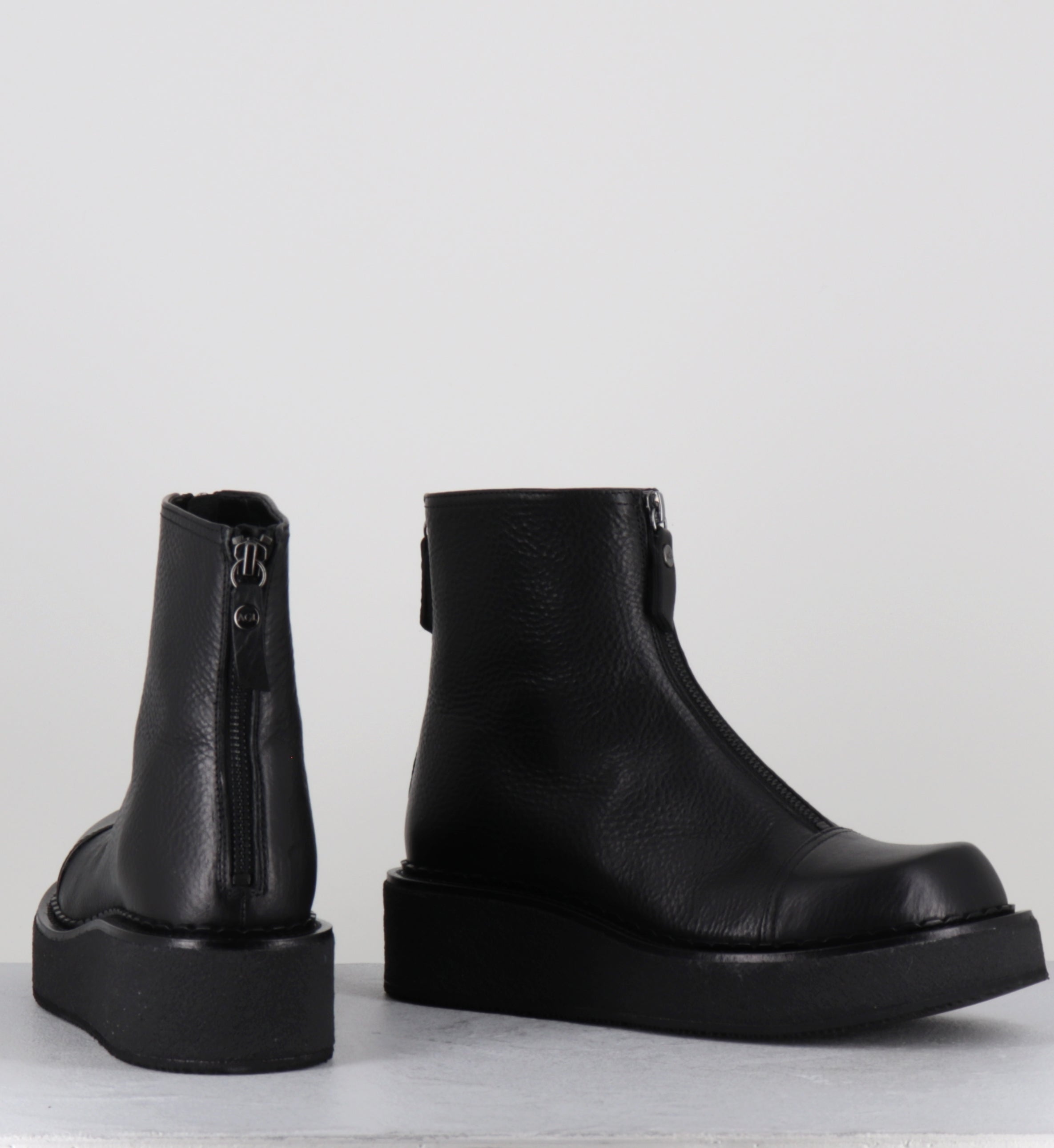 Boots compensées cuir noir zip - LINFA LOWBOOT NERO