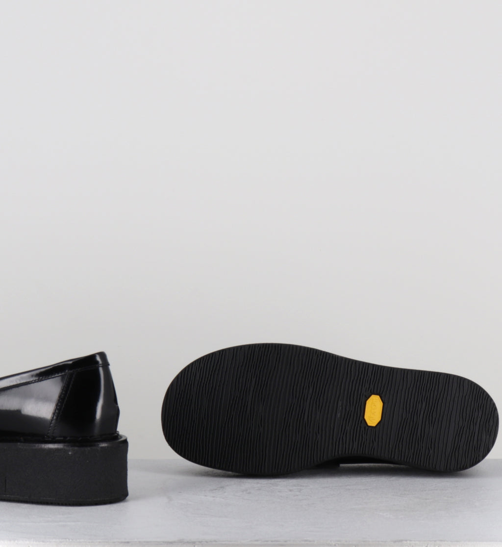 Mocassins à plateforme en cuir glacé noir - LINFA MOC NERO
