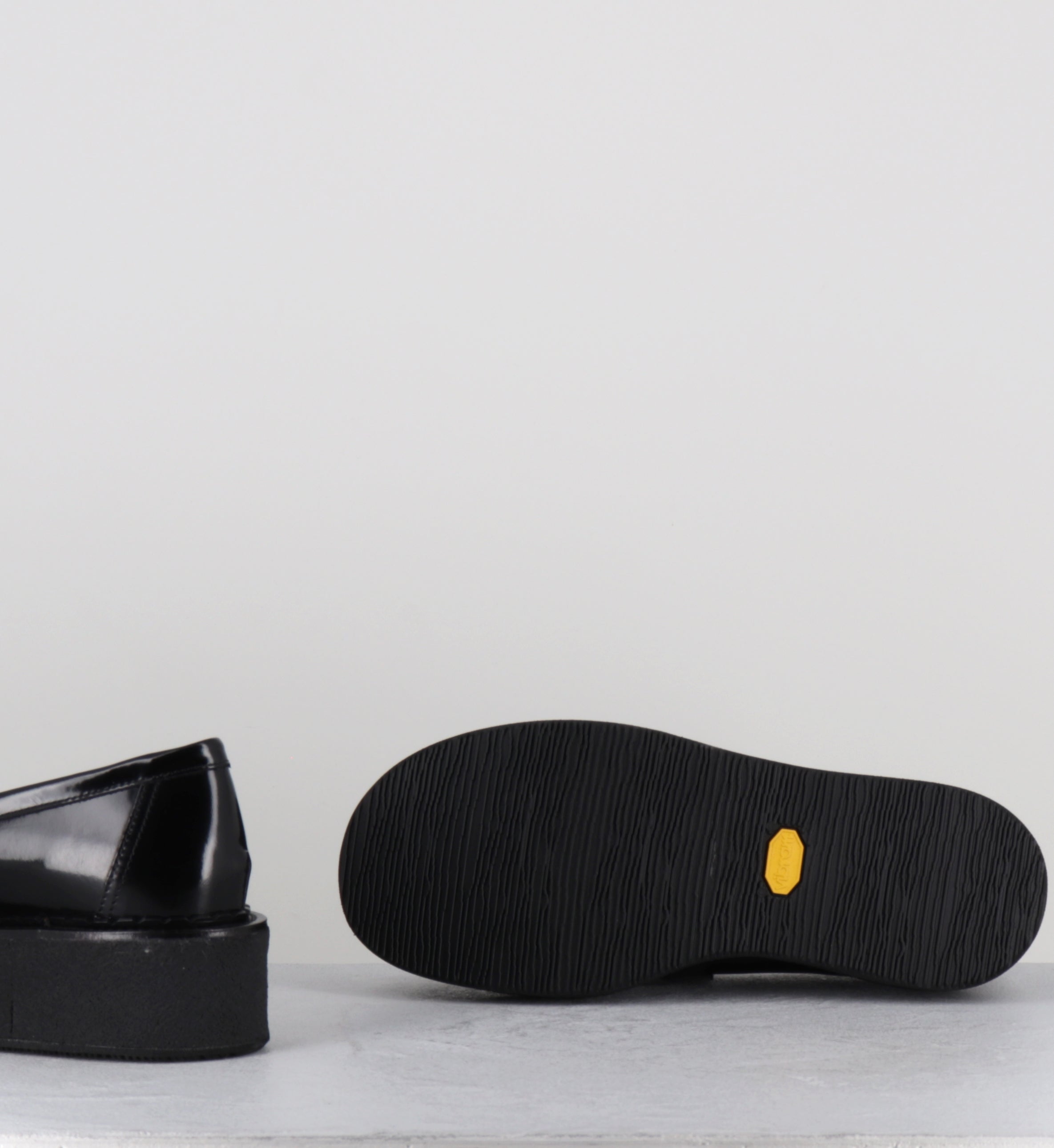 Mocassins à plateforme en cuir glacé noir - LINFA MOC NERO