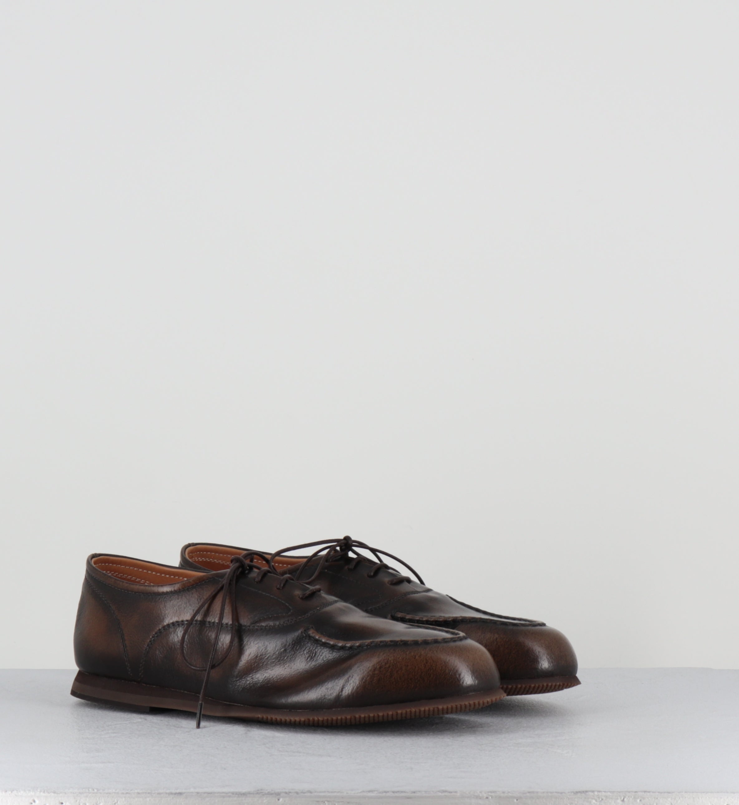 chaussures bateaux à lacet sen cuir marron brossé - ESSENTIAL 98010 FARRO