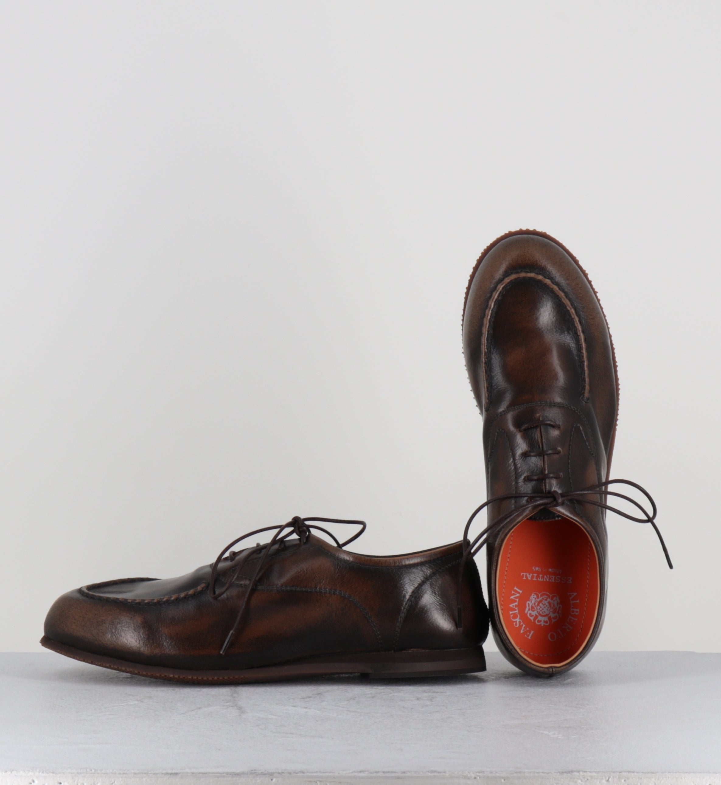 chaussures bateaux à lacet sen cuir marron brossé - ESSENTIAL 98010 FARRO