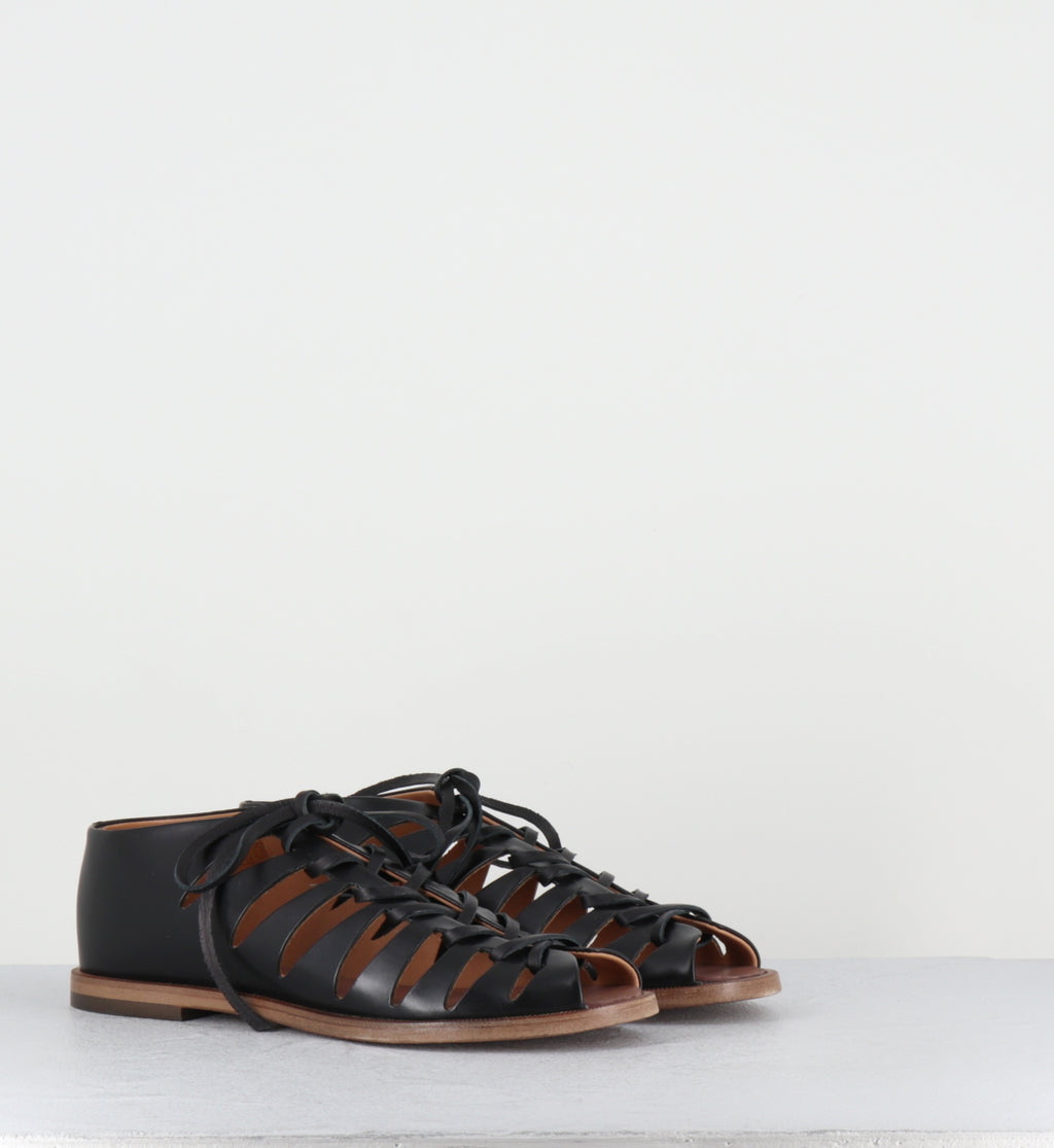 Sandales à lacets en cuir noir - XENIA 45013 DIVA BLACK