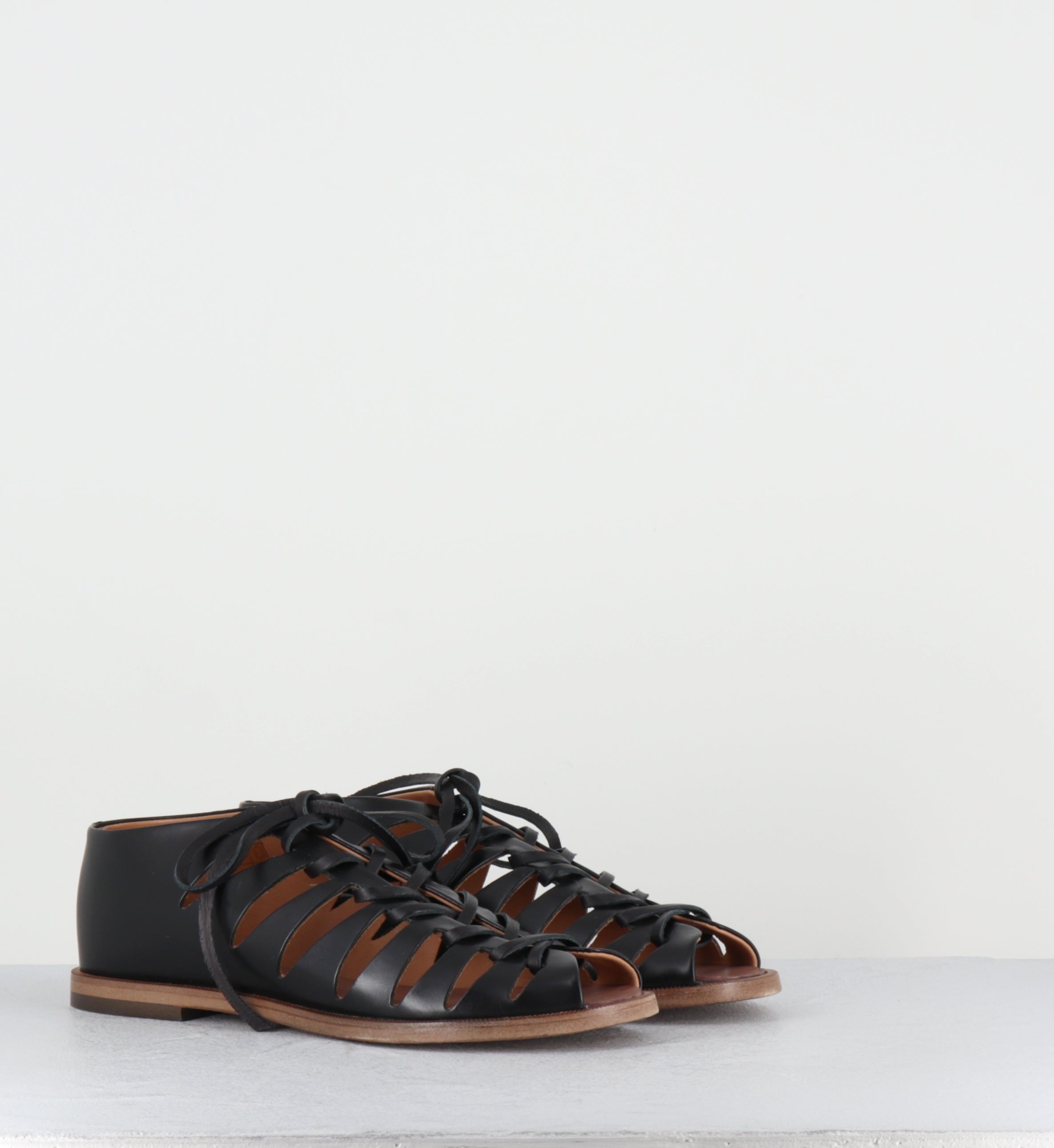 Sandales à lacets en cuir noir - XENIA 45013 DIVA BLACK
