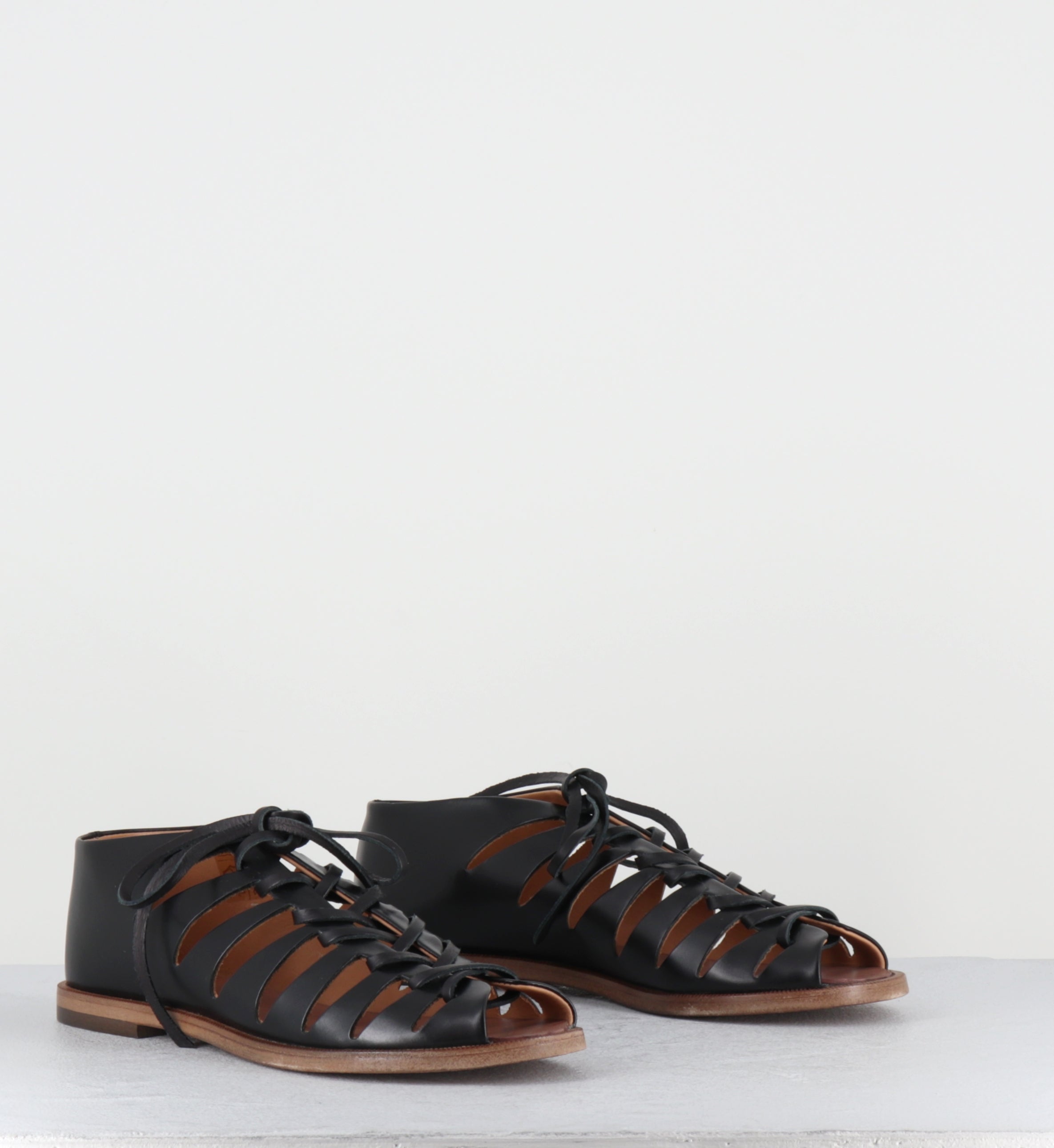 Sandales à lacets en cuir noir - XENIA 45013 DIVA BLACK