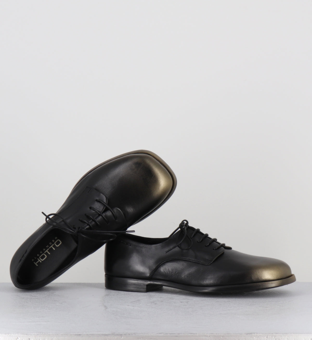 Derby en cuir noir et doré - 62370  TELATO NERO