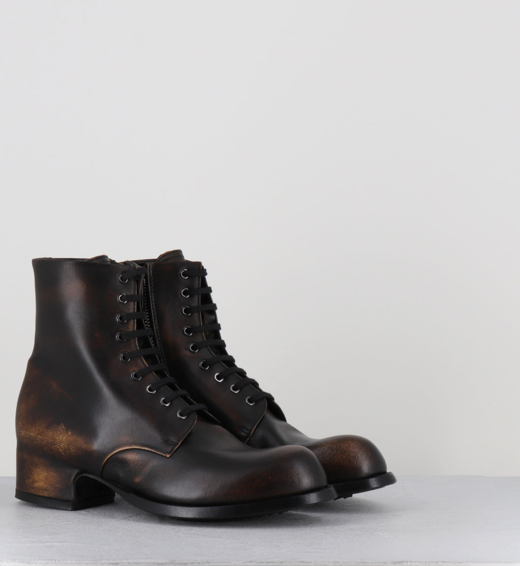 Bottines à lacets en cuir marron brossé - JOLE VIPER SEGALE