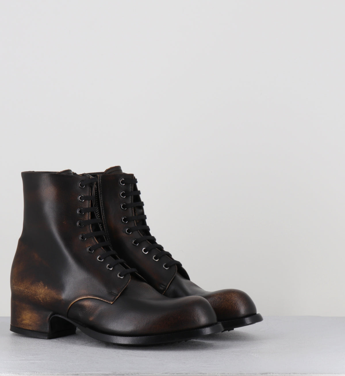Bottines à lacets en cuir marron brossé - JOLE VIPER SEGALE