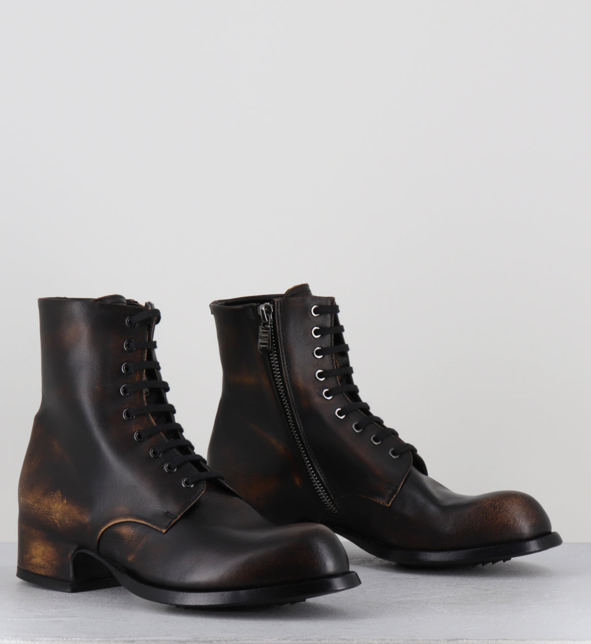Bottines à lacets en cuir marron brossé - JOLE VIPER SEGALE