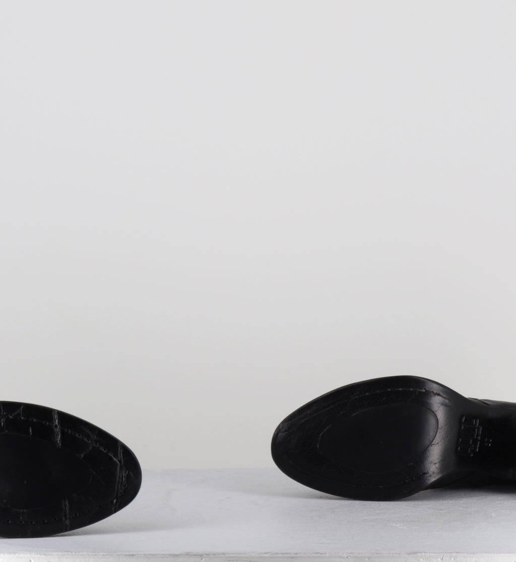 Bottines en cuir noir zip clous - LIDIA RIVET MOUSSE NERO