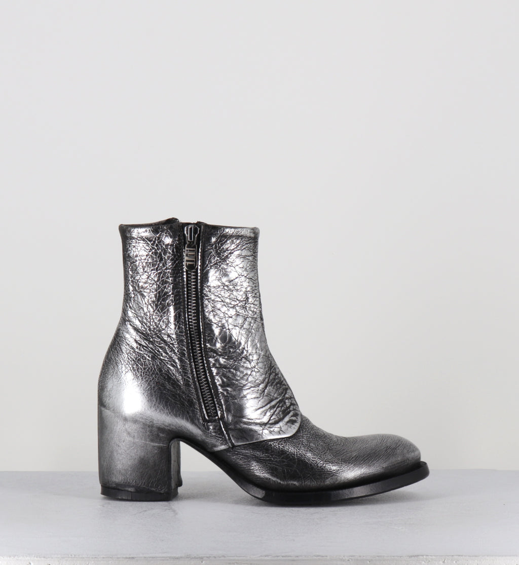 Boots à talon en cuir argent - LIDIA VIPER SILVER