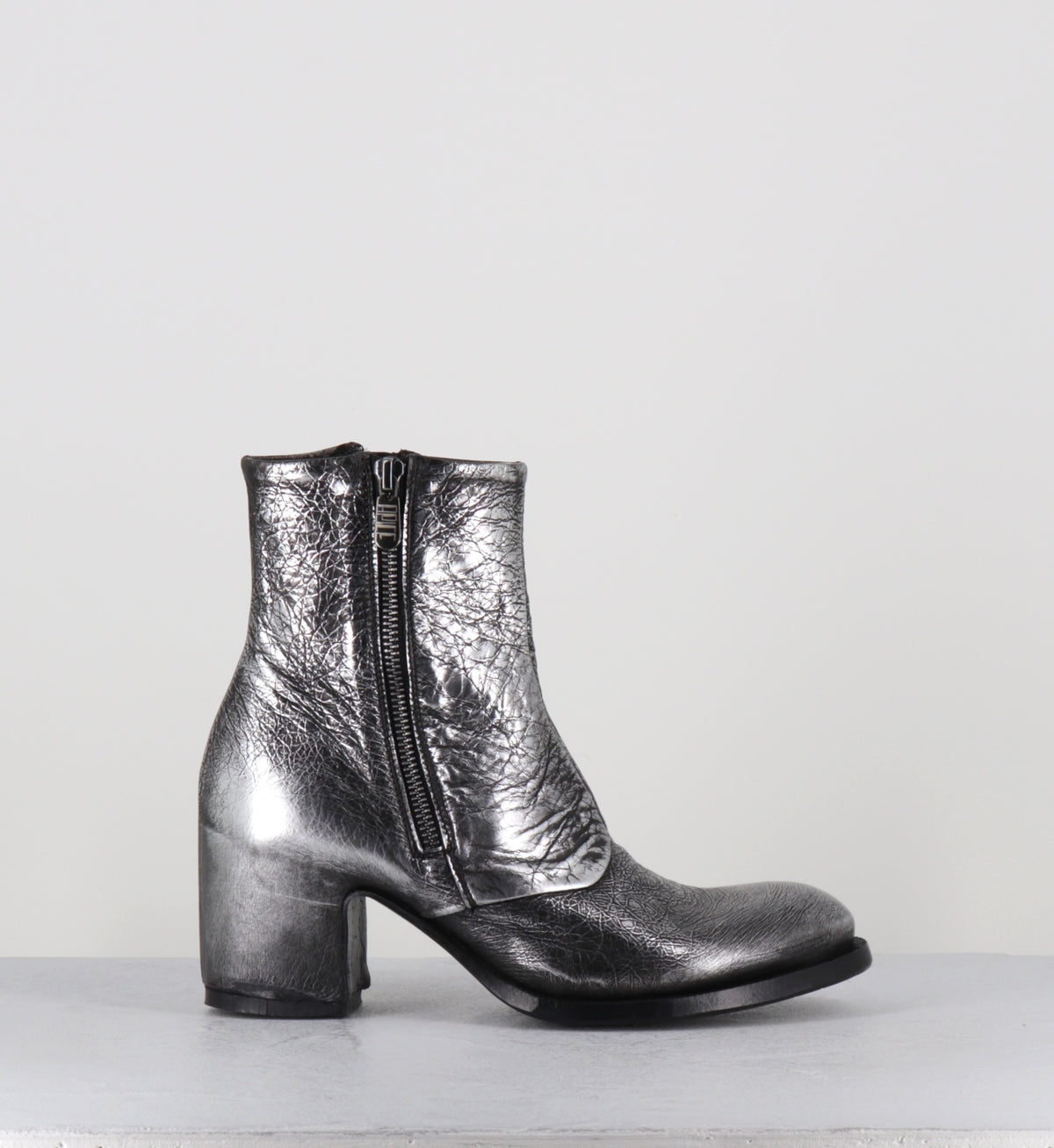 Boots à talon en cuir argent - LIDIA VIPER SILVER