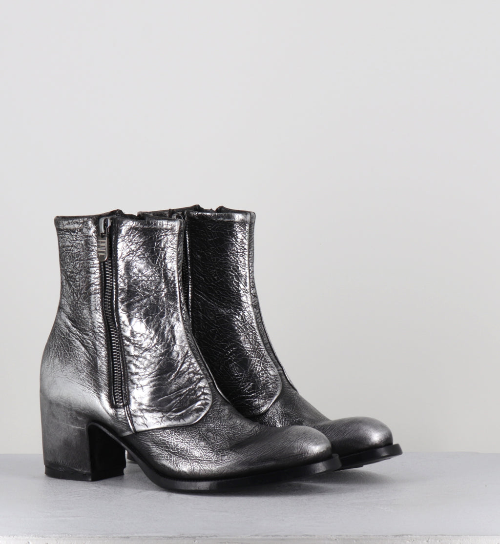 Boots à talon en cuir argent - LIDIA VIPER SILVER