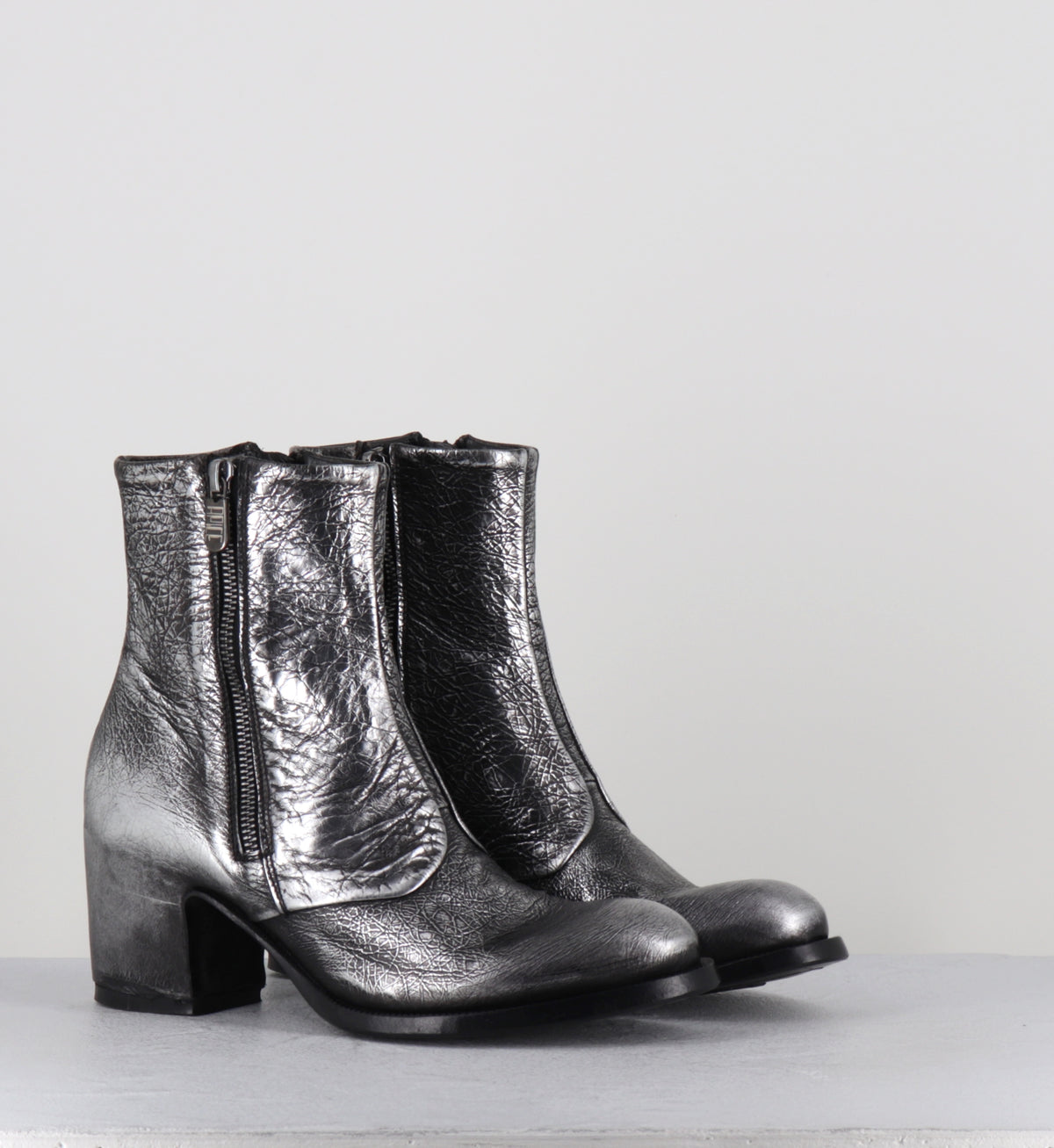 Boots à talon en cuir argent - LIDIA VIPER SILVER