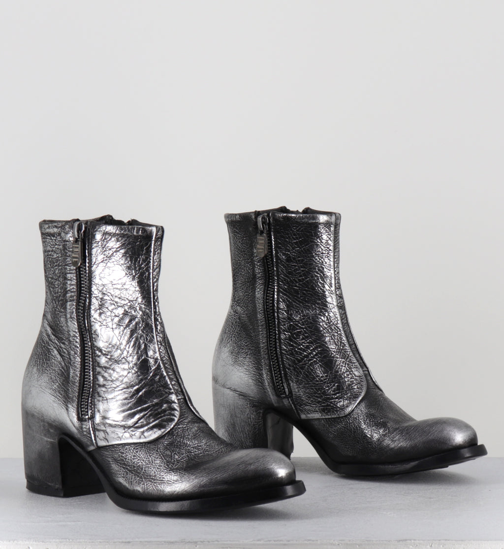 Boots à talon en cuir argent - LIDIA VIPER SILVER