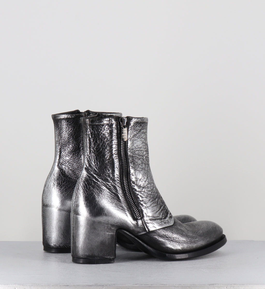 Boots à talon en cuir argent - LIDIA VIPER SILVER