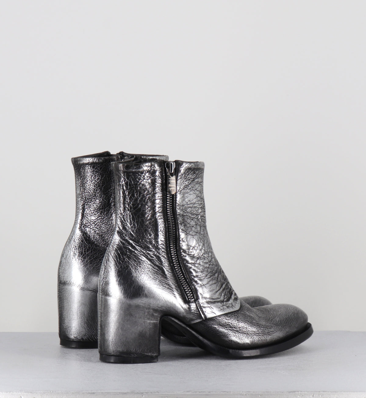 Boots à talon en cuir argent - LIDIA VIPER SILVER