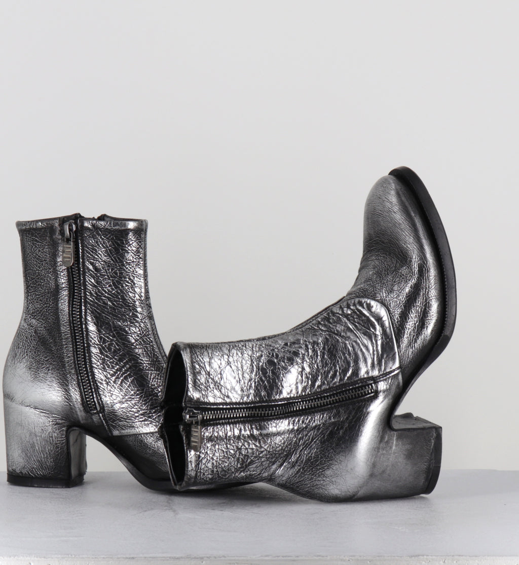 Boots à talon en cuir argent - LIDIA VIPER SILVER