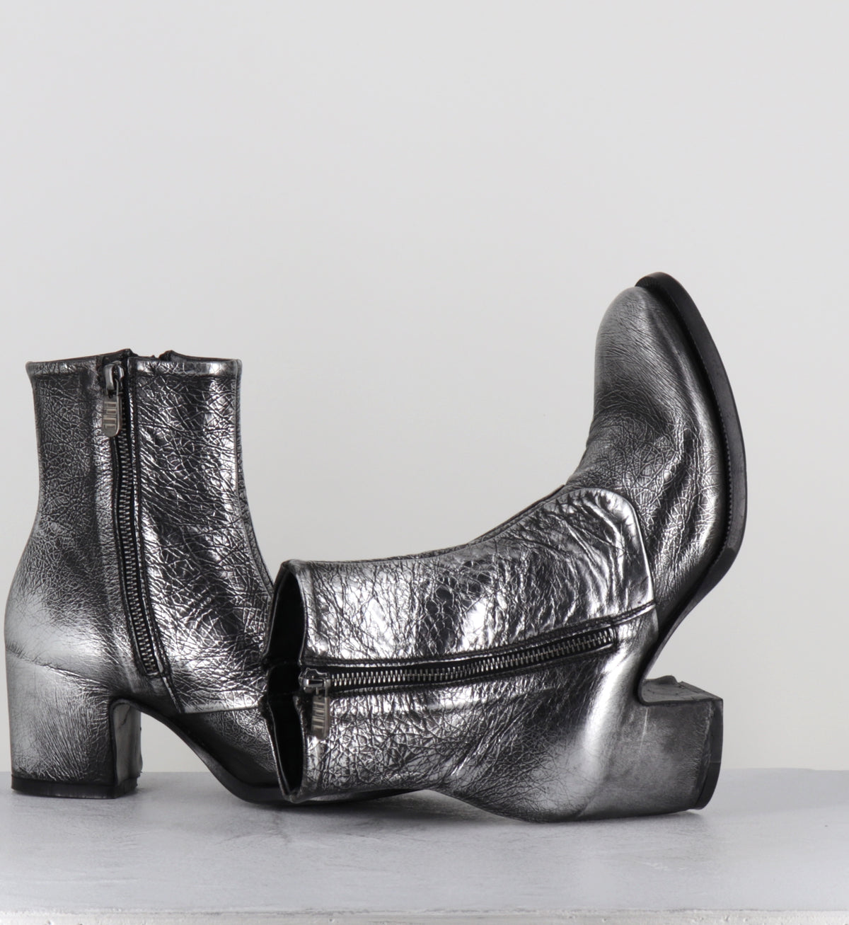 Boots à talon en cuir argent - LIDIA VIPER SILVER