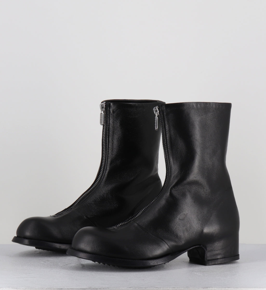 Bottines en cuir noir à zip - ZOE MOUSSE NERO