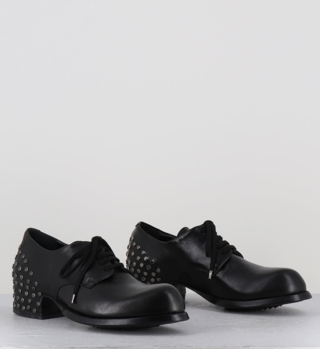 Derby à talon en cuir noir - SIRA RIVET MOUSSE NERO