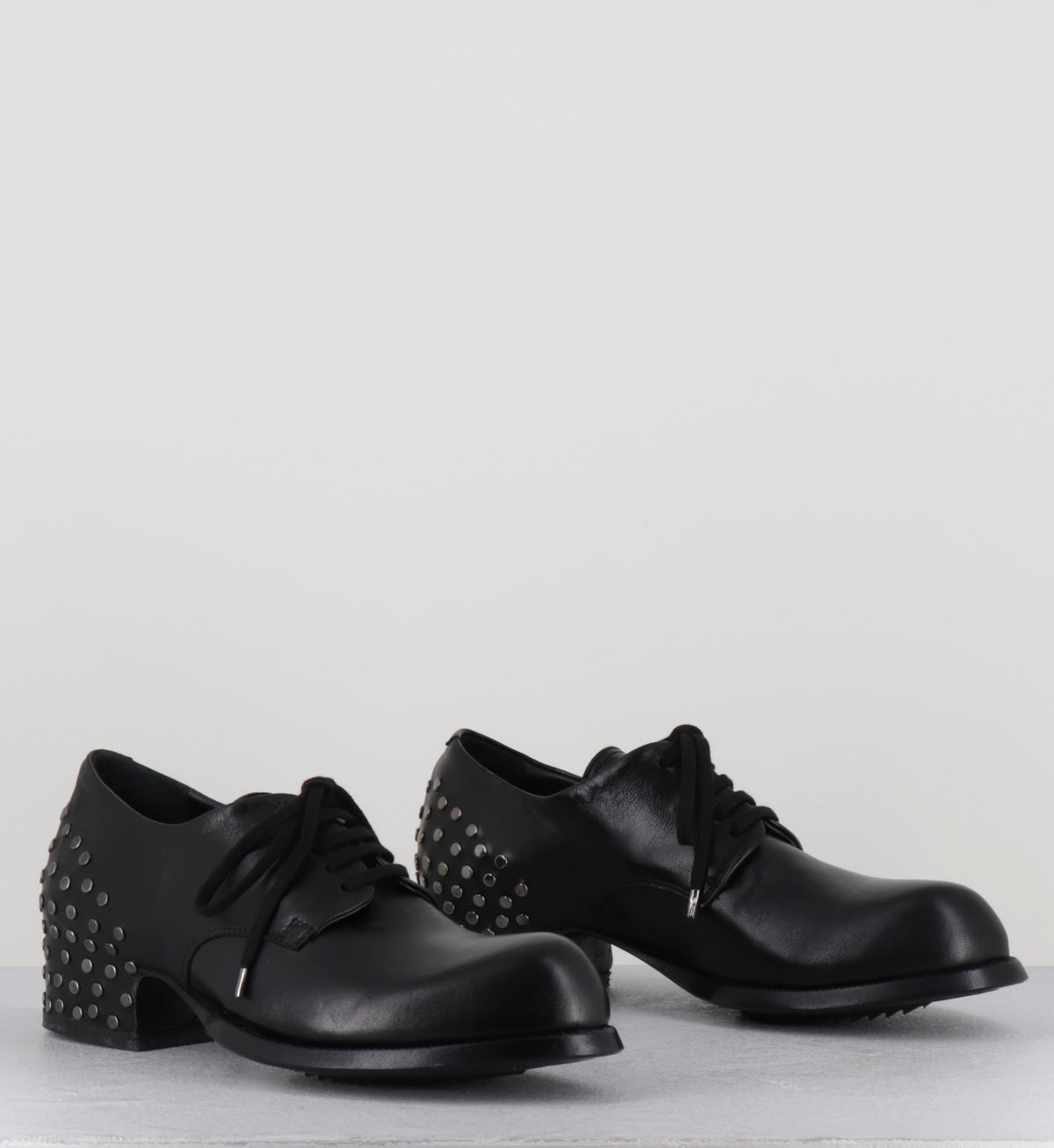 Derby à talon en cuir noir - SIRA RIVET MOUSSE NERO