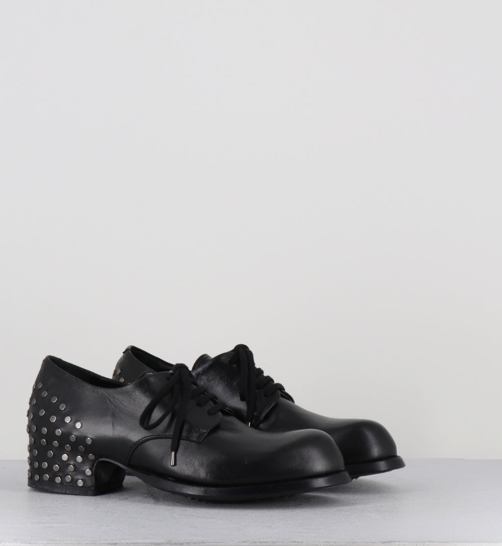 Derby à talon en cuir noir - SIRA RIVET MOUSSE NERO