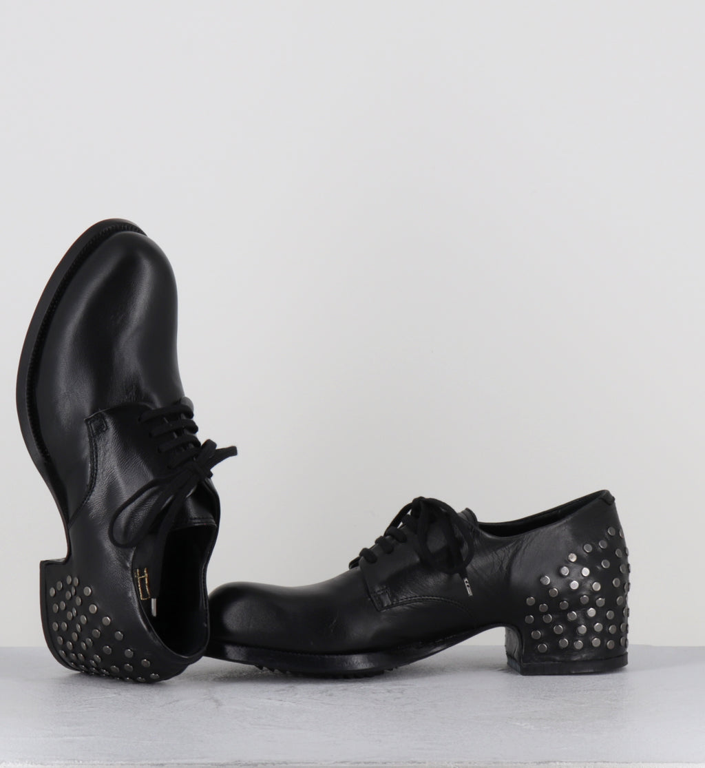 Derby à talon en cuir noir - SIRA RIVET MOUSSE NERO