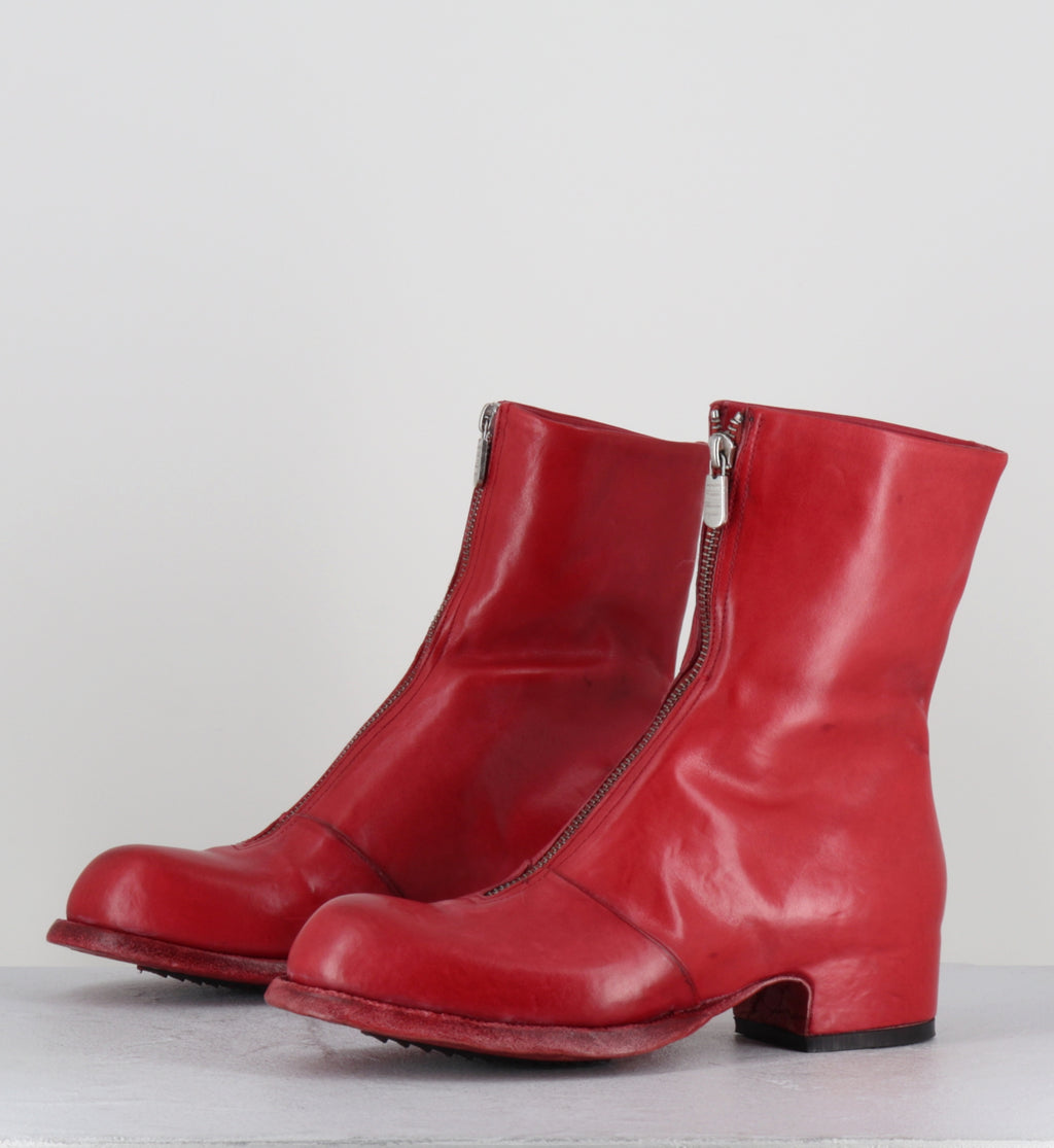 Red horse leather zipper boots - ZOE MOUSSE ROSSO