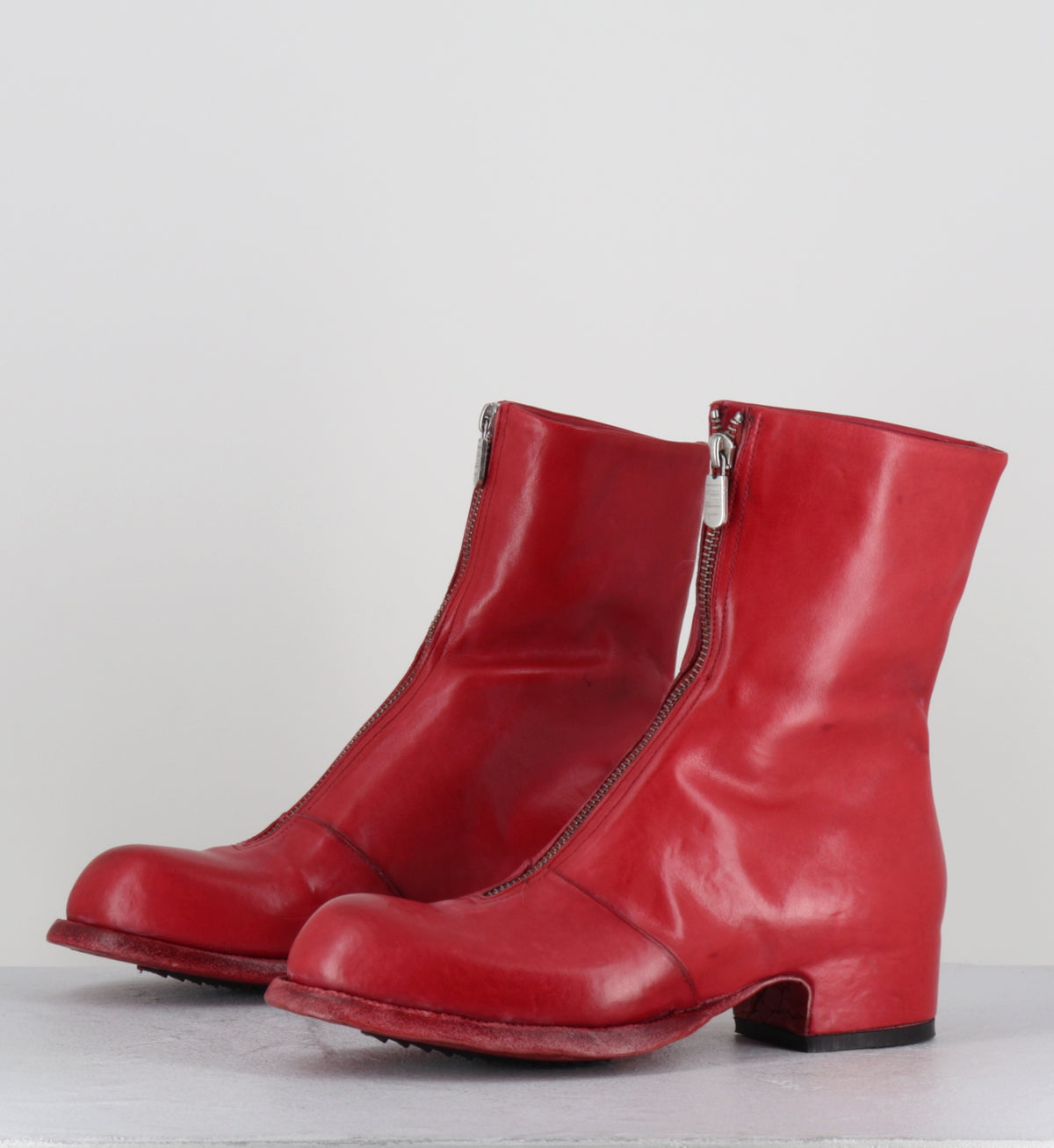 Red horse leather zipper boots - ZOE MOUSSE ROSSO