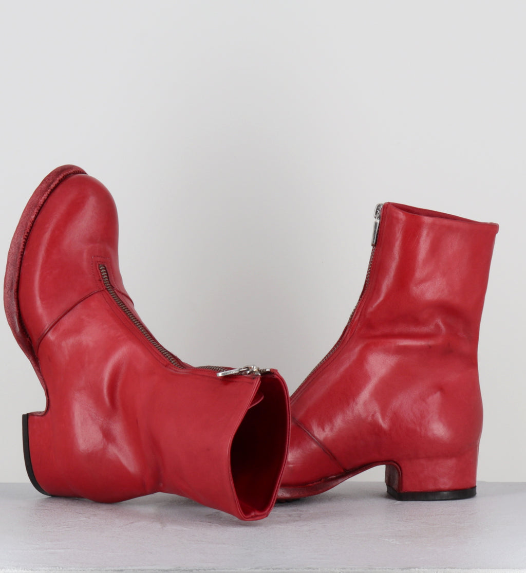 Red horse leather zipper boots - ZOE MOUSSE ROSSO