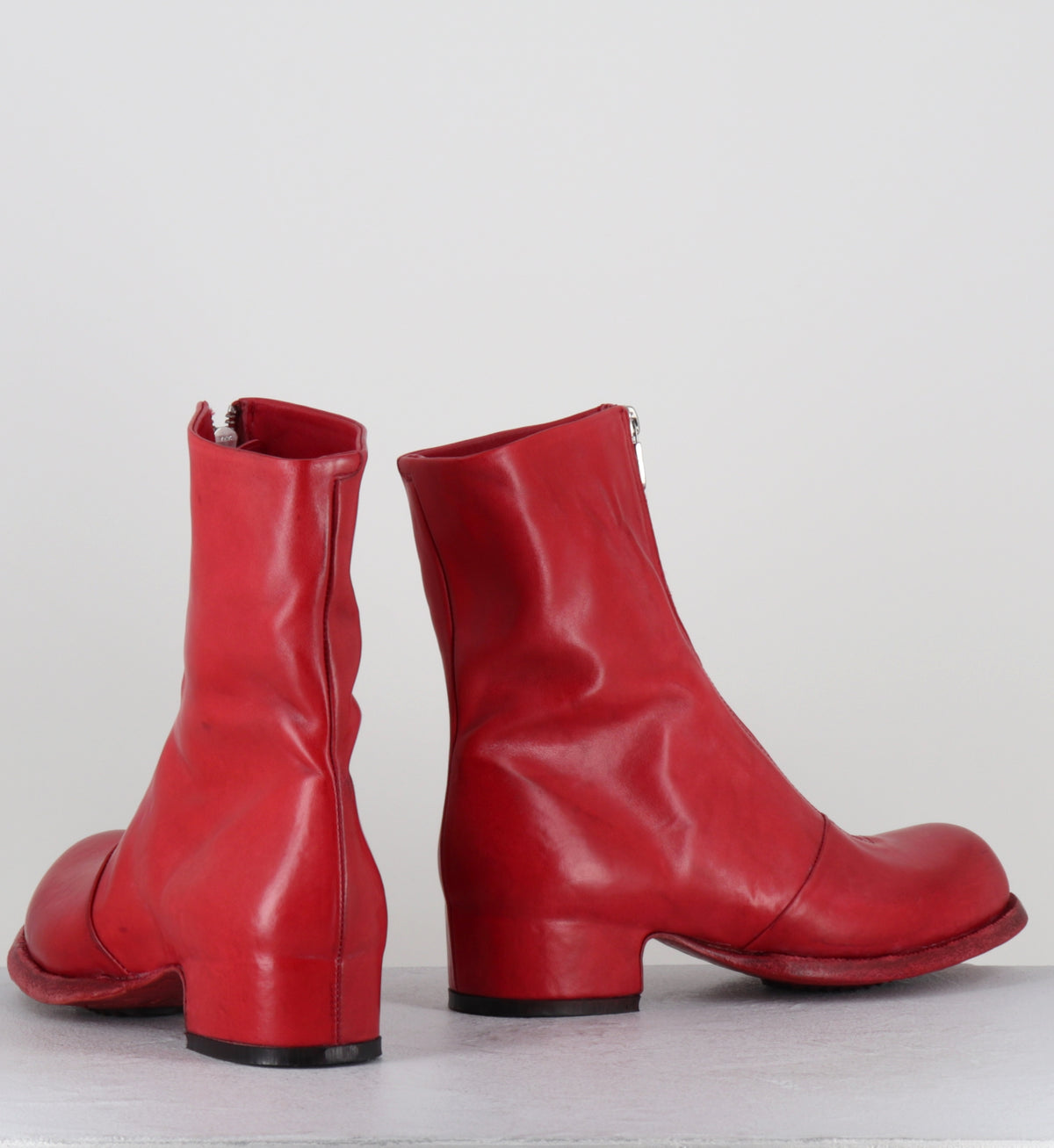 Red horse leather zipper boots - ZOE MOUSSE ROSSO