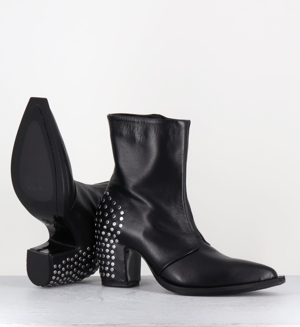 Boots santiags en cuir noir à rivets - ZARI RIVET NERO