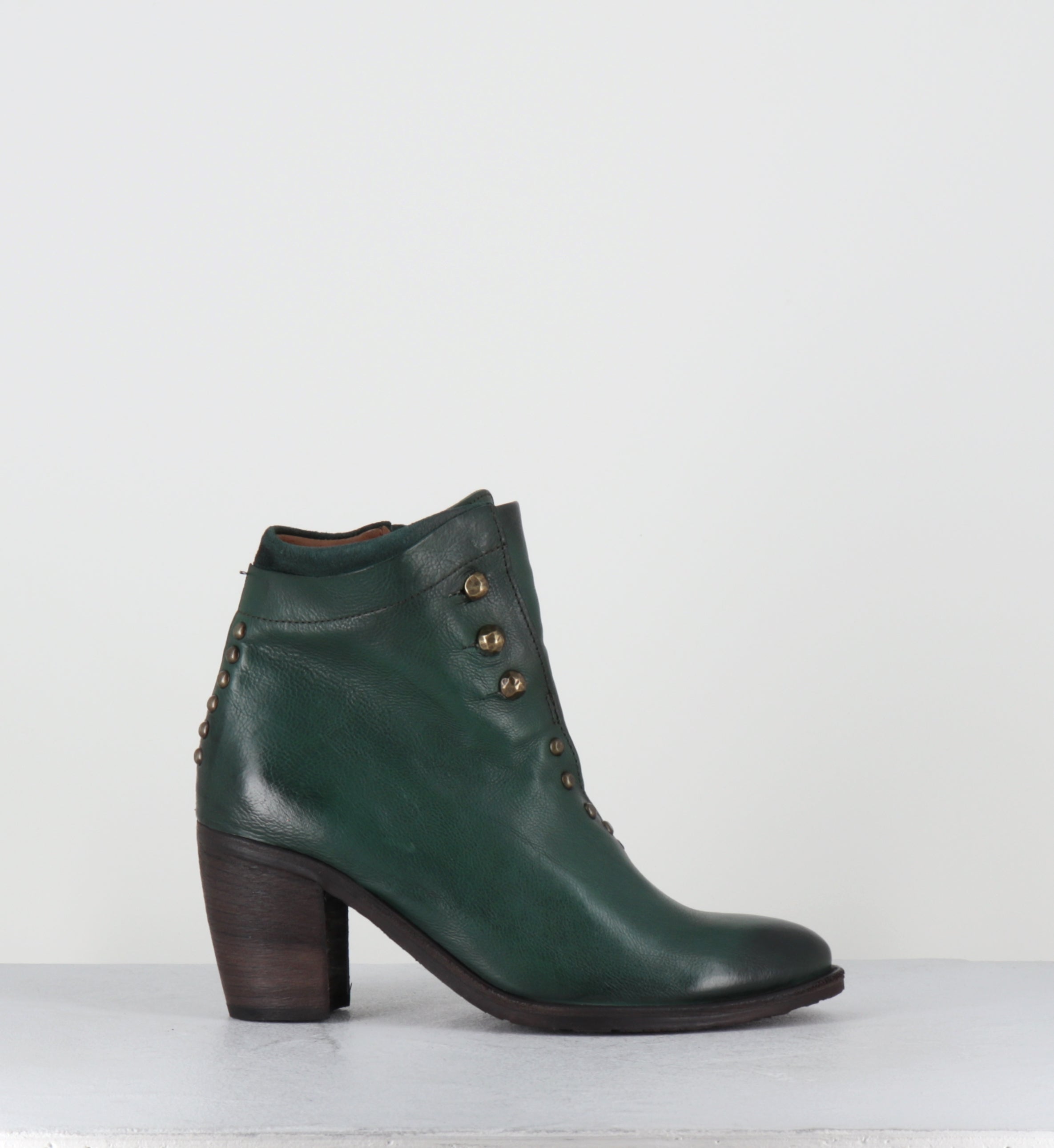 Boots en cuir vert à boutons dorés - 82220 RITHM BALSAMIC