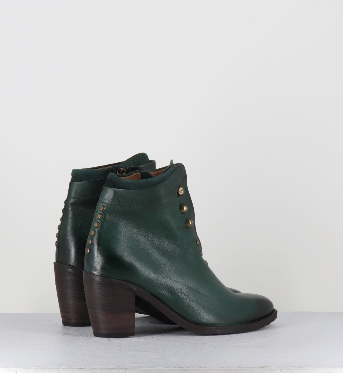 Boots en cuir vert à boutons dorés - 82220 RITHM BALSAMIC
