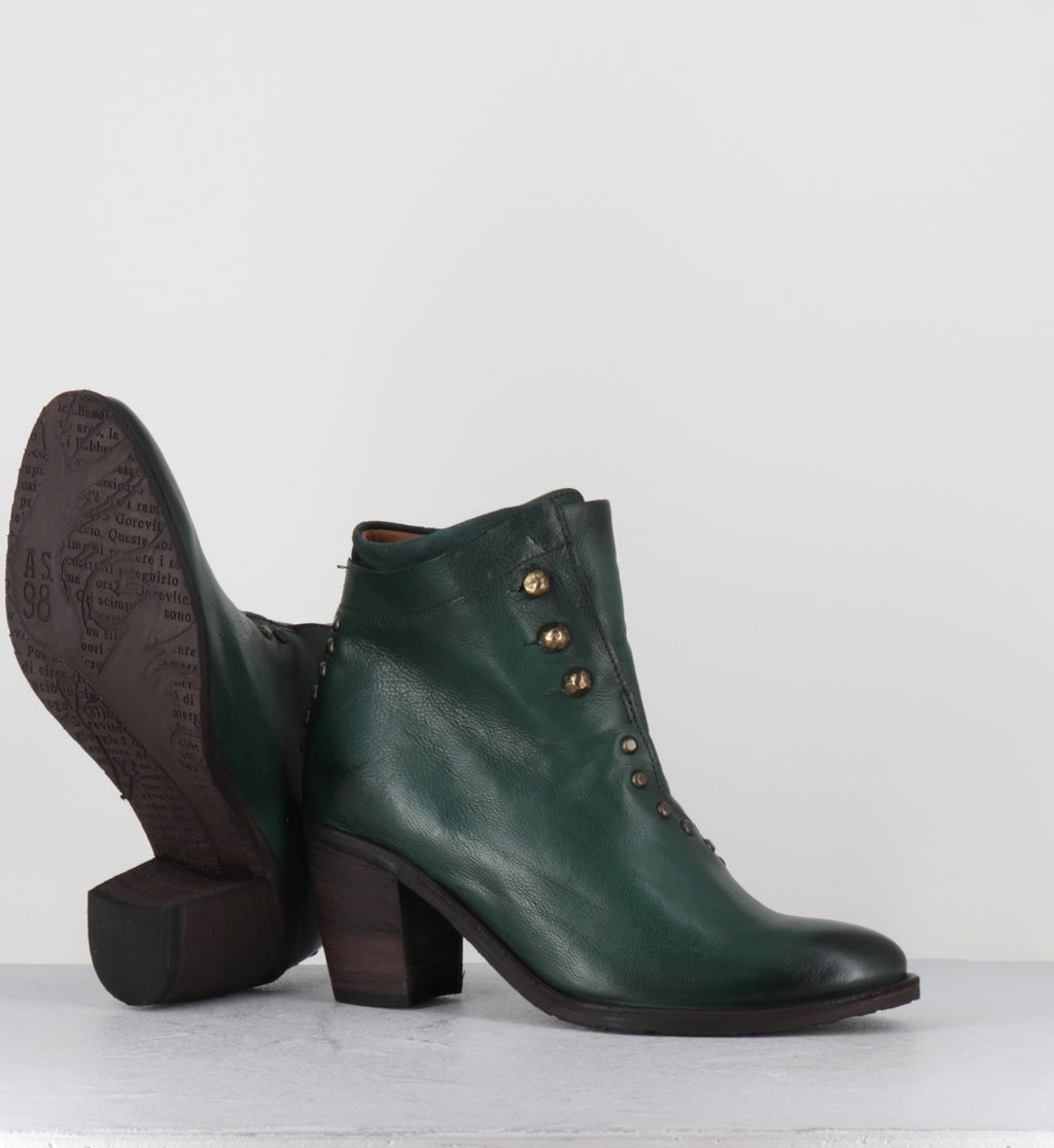 Boots en cuir vert à boutons dorés - 82220 RITHM BALSAMIC