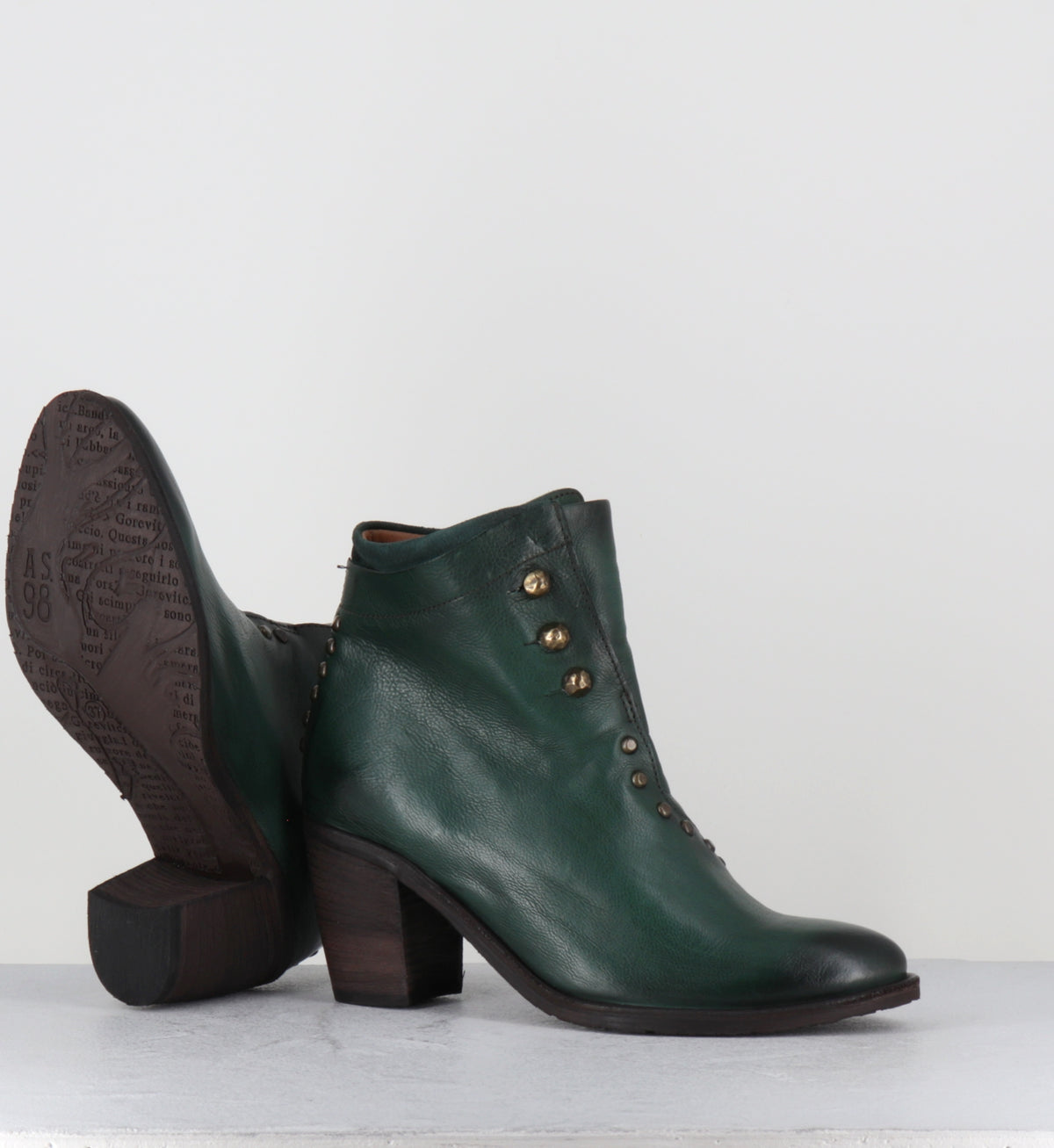 Boots en cuir vert à boutons dorés - 82220 RITHM BALSAMIC
