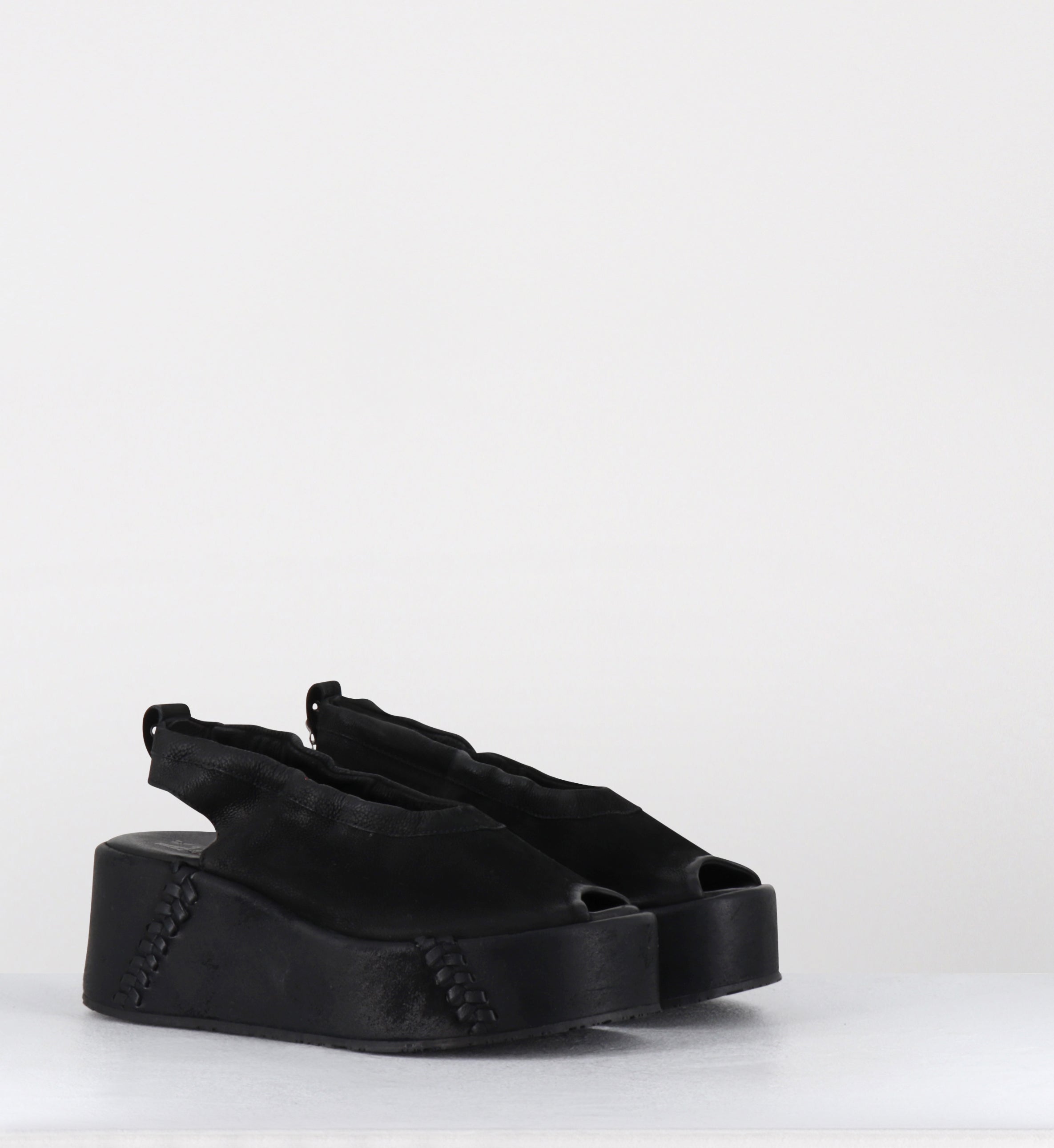 Sandales compensées en daim noir - B99007 NERO NERO