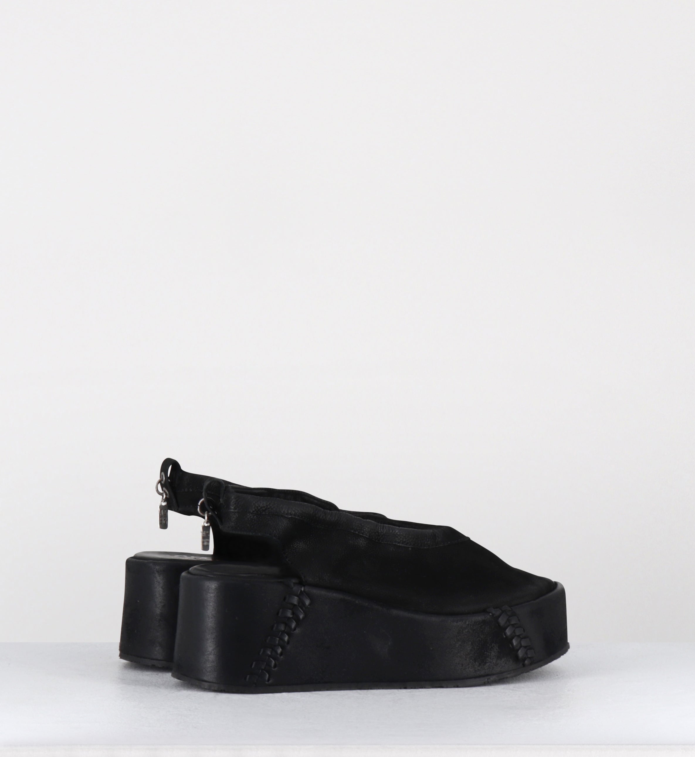 Sandales compensées en daim noir - B99007 NERO NERO