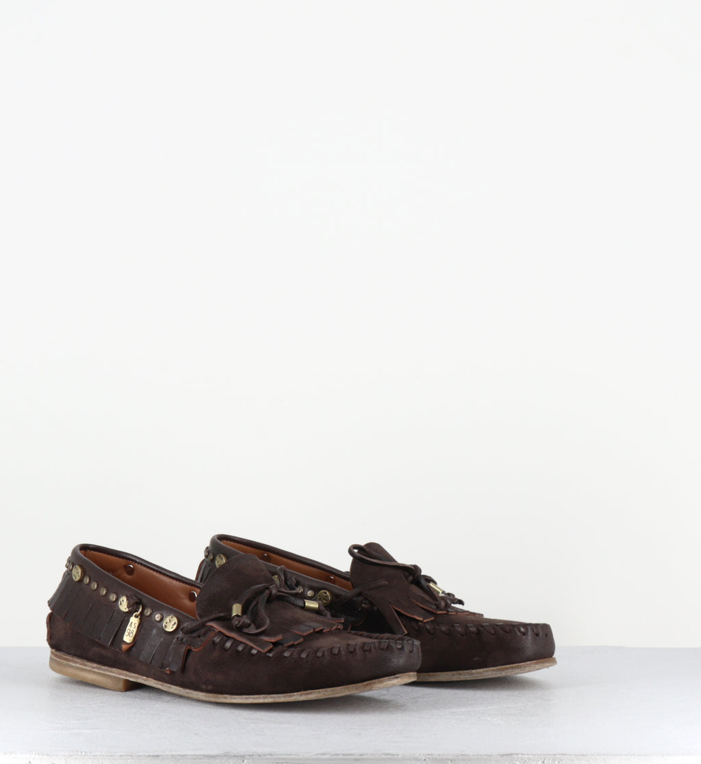 Mocassins indiens en daim marron - C16103 EBANO DOWE