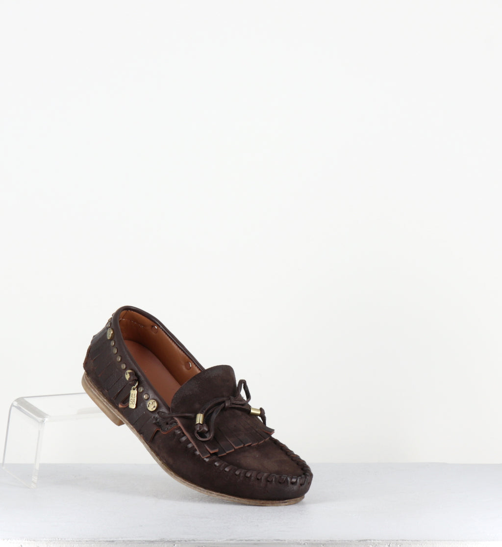 Mocassins indiens en daim marron - C16103 EBANO DOWE